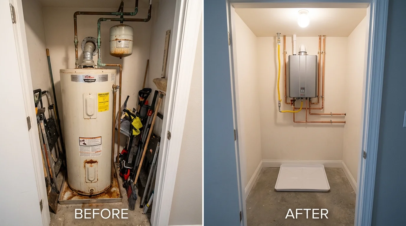 Tank water heater versus wall-mounted tankless unit comparison for Bennett, CO homeowners